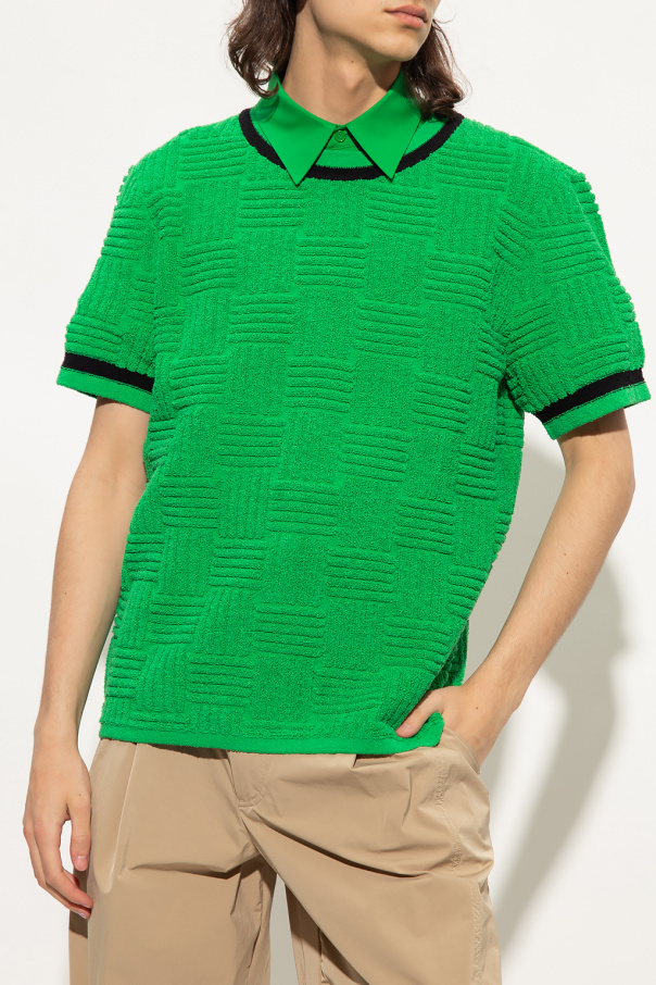 Bottega Veneta ボッテガヴェネタ STRIPED DETAIL T-SHIRT BOTTEGA VENETA Embellished striped wool-blend shirt | NET-A